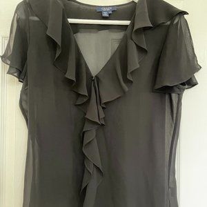 Black Chiffon Ruffled Short Sleeves Top